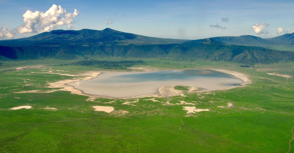 Aerial view of Ngorongoro crater Tanzania