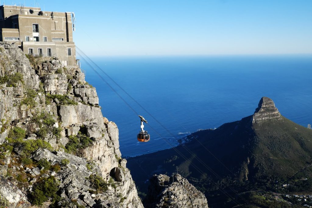 Table mountain car ascending to the top of the mountain cape town south Africa