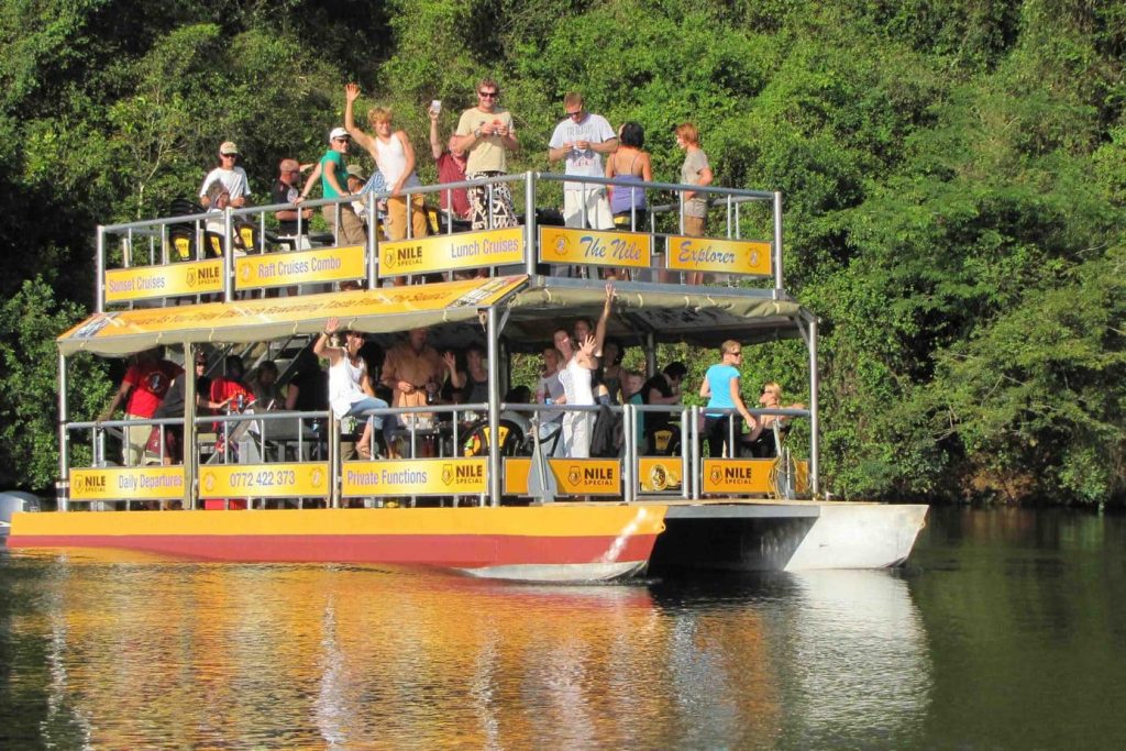 Tourists on board the Source of the Nile Boat cruise jinja.