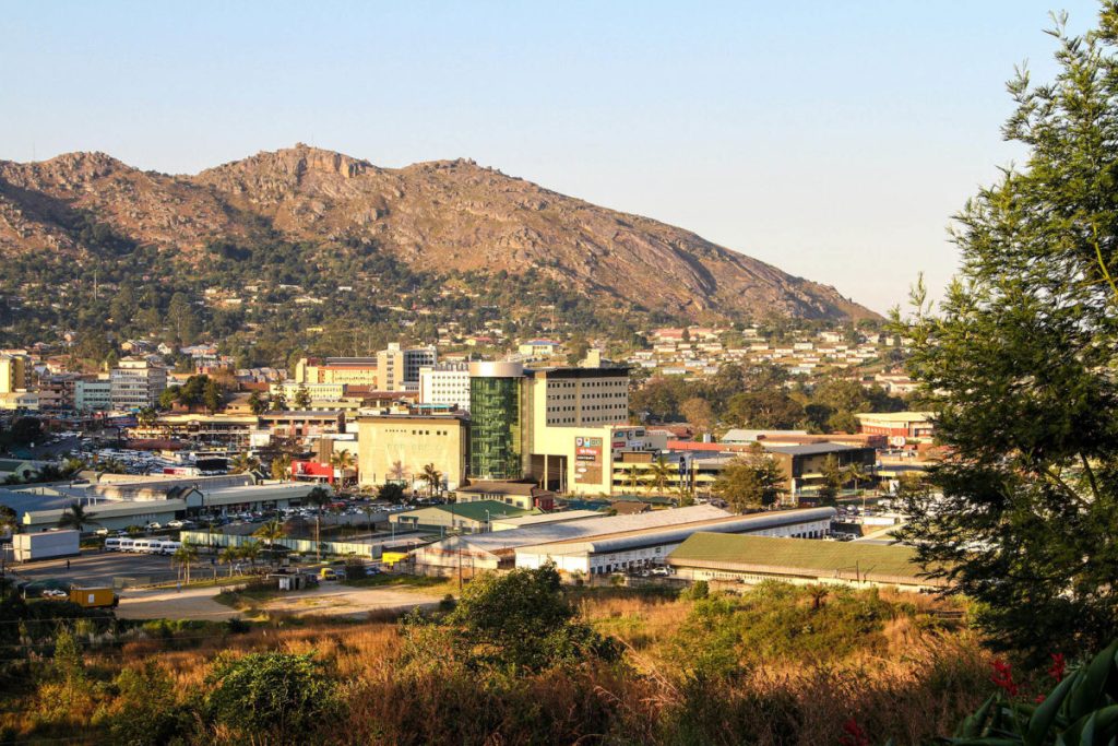 aerial view downtown Mbabane-during Swaziland