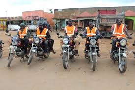 Boada boda moto cycle taxis waiting for passengers at Kagadi town Kagadi town Uganda
