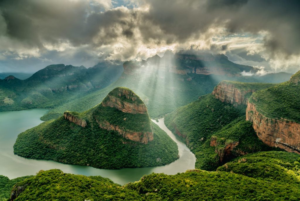 sun rays brushing through the clouds Blyde River Canyon Kruger