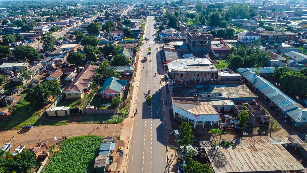 Aerial view section of Jinja city Uganda. 
