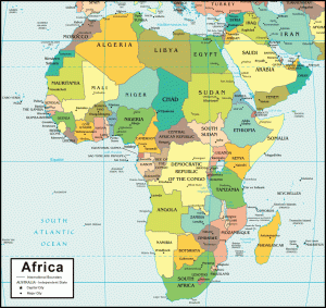 Map of Africa showing countries