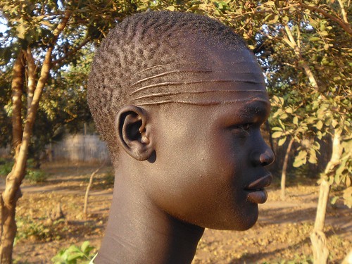 Dinka man with tribal marks