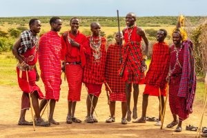 The Masai tribe living close to Masai Mara game reserve Kenya Africa