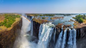 Victoria Falls a significant natural geographical features of the Zambezi River view on Zimbabwe side