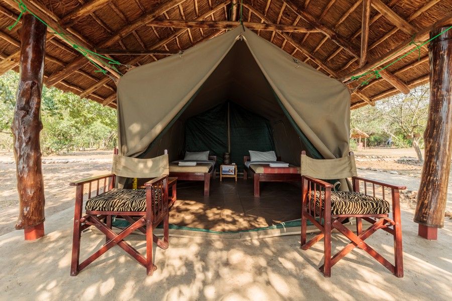 Interior view of budget tented camp