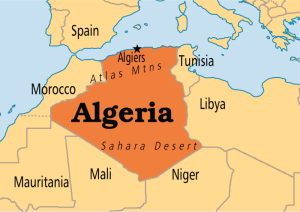 Section of North Africa showing Algeria as the biggest country in Africa