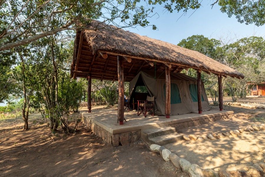 exterior view of budget tented camp 