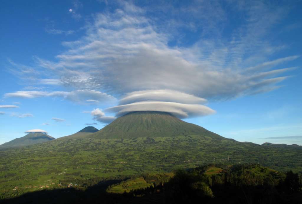 A circular cloud covering par of Virunga National park Rwanda side