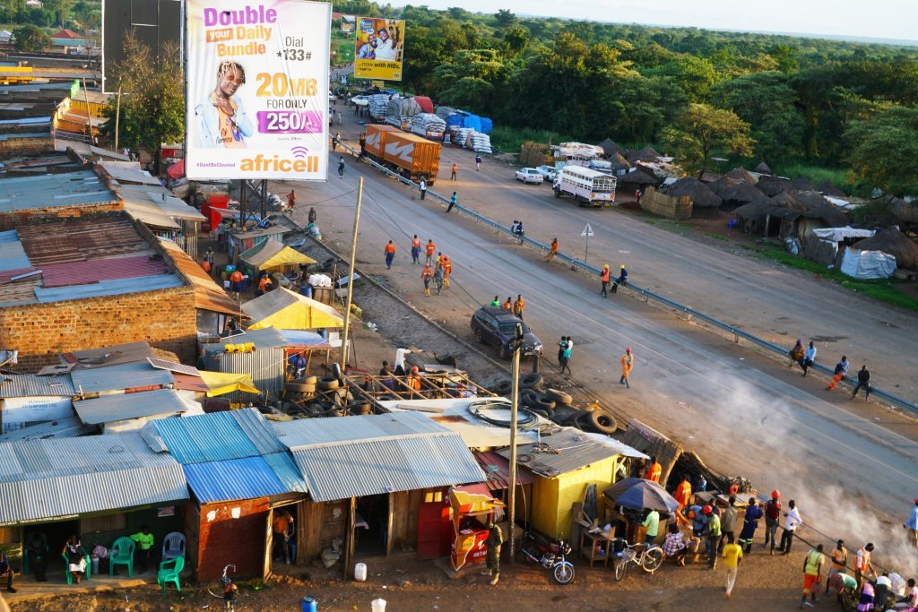 Aerial view of Karuma town Uganda