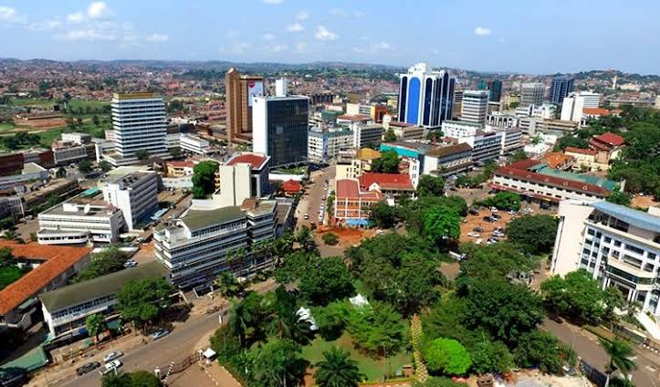 Aerial view section of Kampala city Uganda