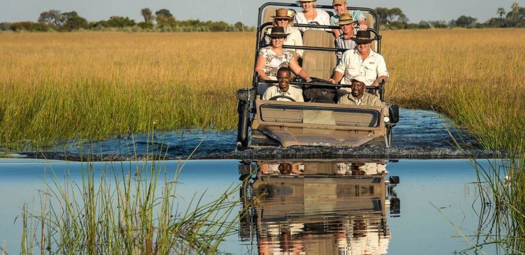 Jeep game safari Okavango delta Botswana