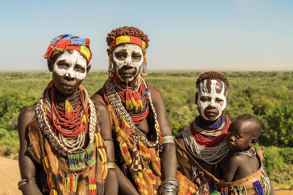 Karo-Women painted faces Ethiopia