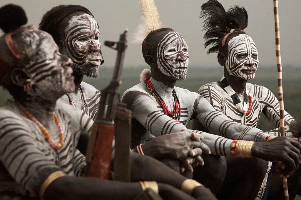 Karo tribe men Ethiopia