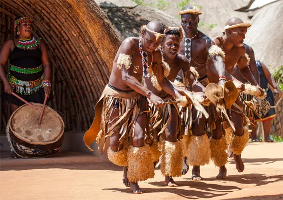 Zulu men dancing Swaziland