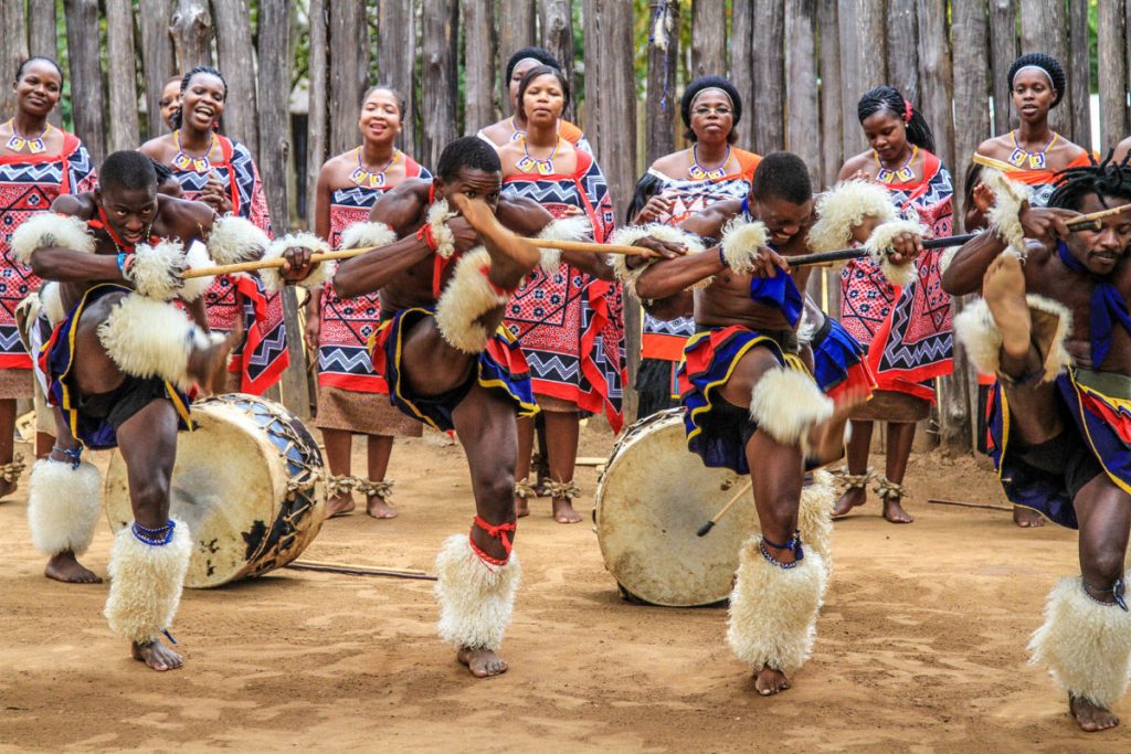 dancing group entertaining guests Swaziland kingdom