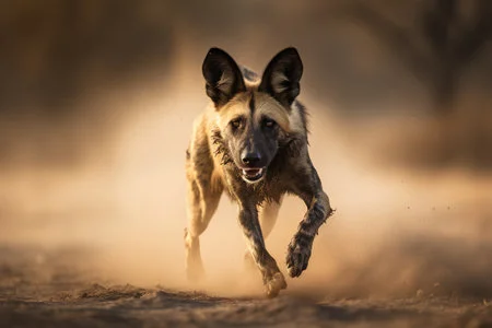 African wild dog Etosha national park Namibia