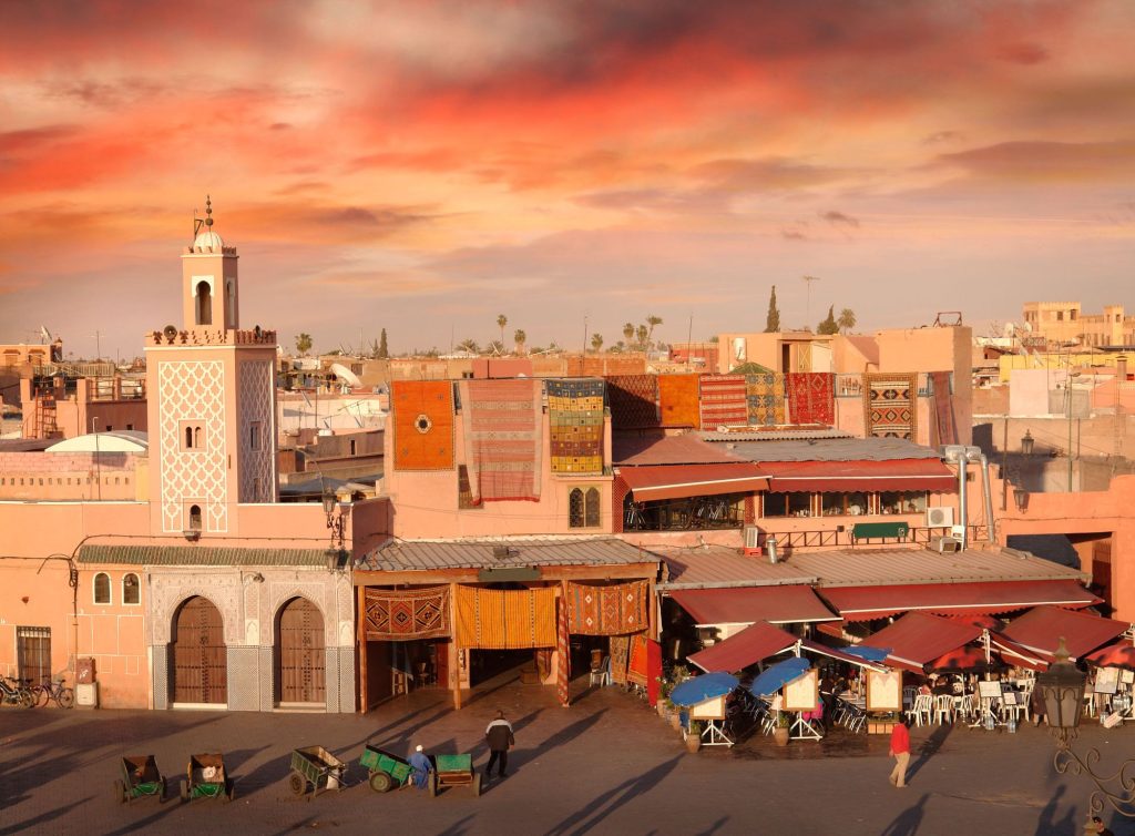 sunset marrakesh city Morocco